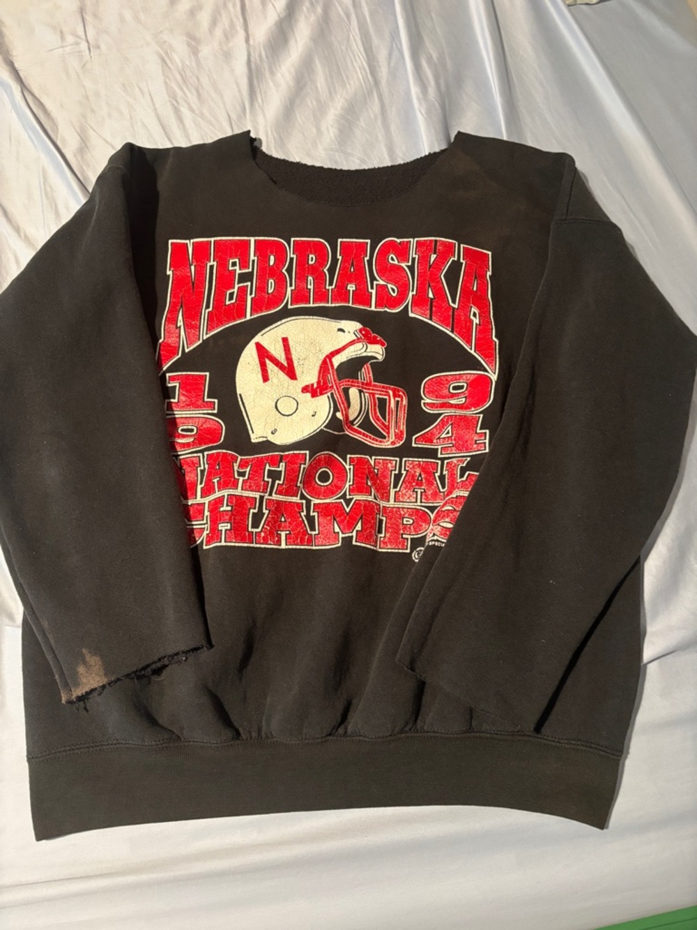 Nebraska 1994 National Champs Vintage Crewneck Sweatshirt - Black & Red